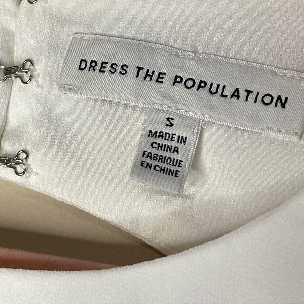 DRESS‎ THE POPULATION Open-Back Paola Fit & Flare White Cocktail Mini Dress, SM - Picture 9 of 10